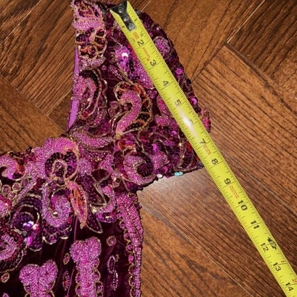 VINTAGE - UNBRANDED Hot Pink Fuchsia Long Dress Evening Gown Size 0-2 - Picture 8 of 11